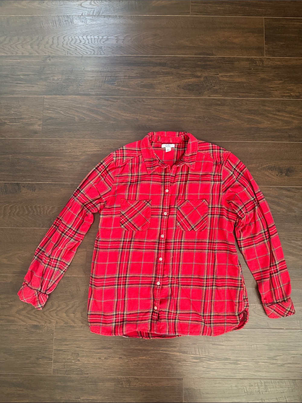 croft & barrow flannel Red Plaid Button-Down Shirt